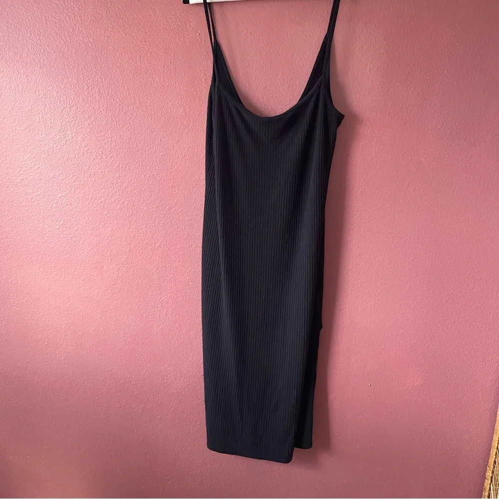 Abercrombie and Fitch Knit Midi Black Dress with Side Slits - Picture 3 of 8